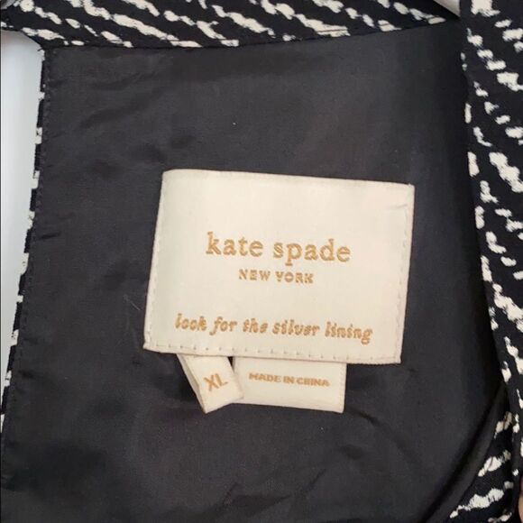 Kate Spade Reade Black White printed swing Herringbone Tie Neck Shift Dress XL - Picture 5 of 8